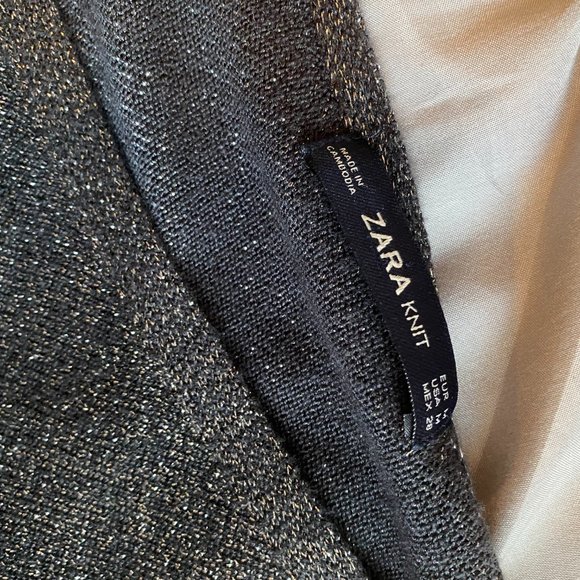 ZARA Grey Metallic Asymmetric Sweater Dress Size M - Picture 6 of 6